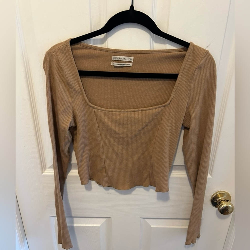 Tan Ribbed Women's Top